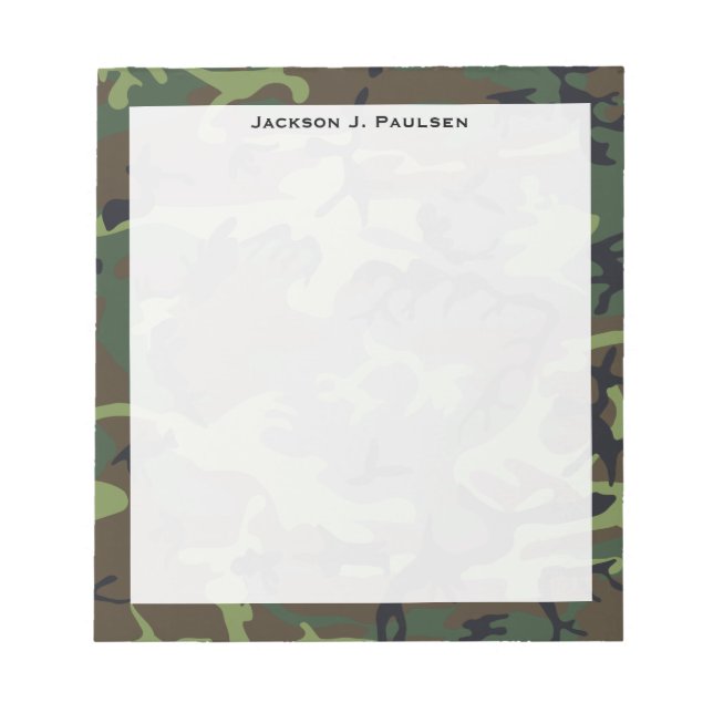 Bloc-note Camouflage vert, marron et noir Monogramme (Devant)