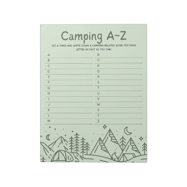Bloc-note Camping Amusant en famille A-Z Jeu (Tourné)
