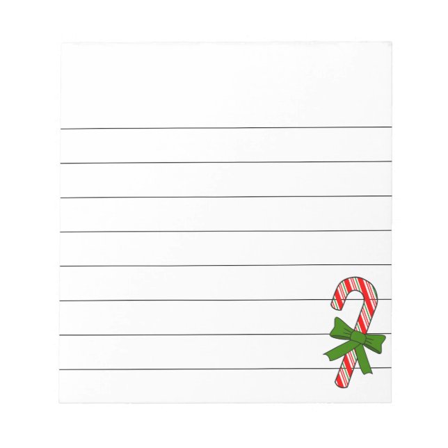 Bloc-note Cane à sucre ruban vert Noël Dessin Ligné  (Devant)