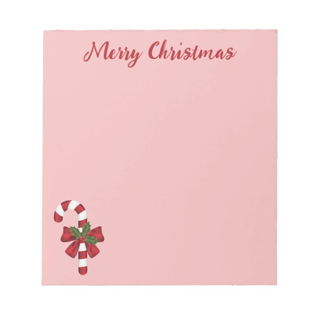 Bloc-note Canne de Noël rouge et blanche avec texte personna (Devant)