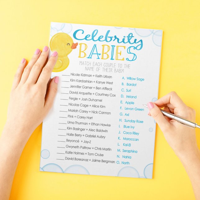 Bloc-note Caoutchouc Celebrity Baby Shower Pack de jeu (Celebrity Babies Watercolor Rubber Duck Baby Shower Game Pack of 40 Answer Sheets)