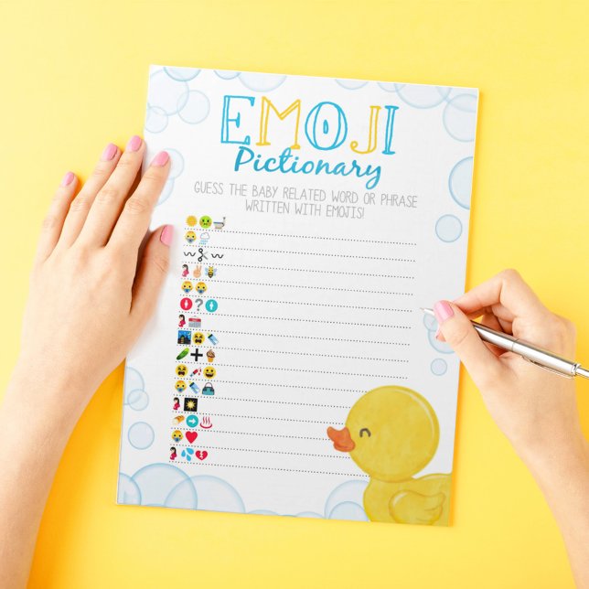 Bloc-note Caoutchouc Emoji Pictionary Baby shower Pack de je (Emoji Pictionary Watercolor Rubber Duck Baby Shower Game Pack of 40 Answer Sheets)
