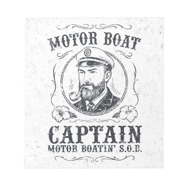 Bloc-note Capitaine de bateau à moteur drôle Pontoon Boating (Devant)