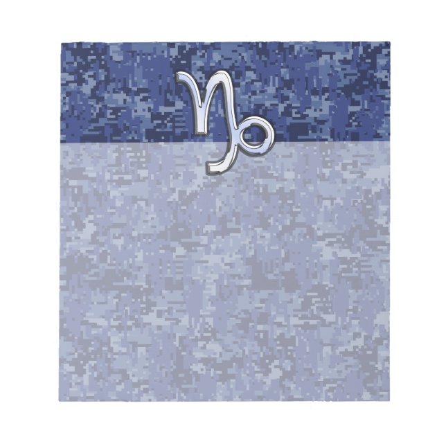 Bloc-note Capricorn Zodiac Sign on navy blue digital camo (Devant)