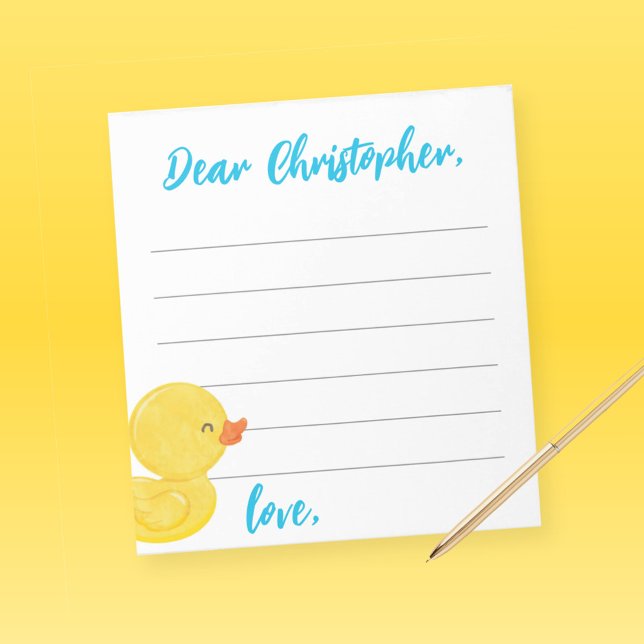 Bloc-note Capsule de temps pour canard en caoutchouc / Feuil (Watercolor Rubber Duck Time Capsule 1st Birthday or Wishes for Baby Notecards)