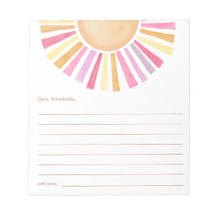 Bloc-note capsule temporelle Boho soleil soleil jaune rose