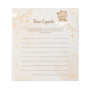Bloc-note Capsule temps de Baby shower de l'ours Brown