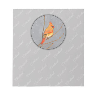 Bloc-note Cardinal sur la peinture de branche - Art original