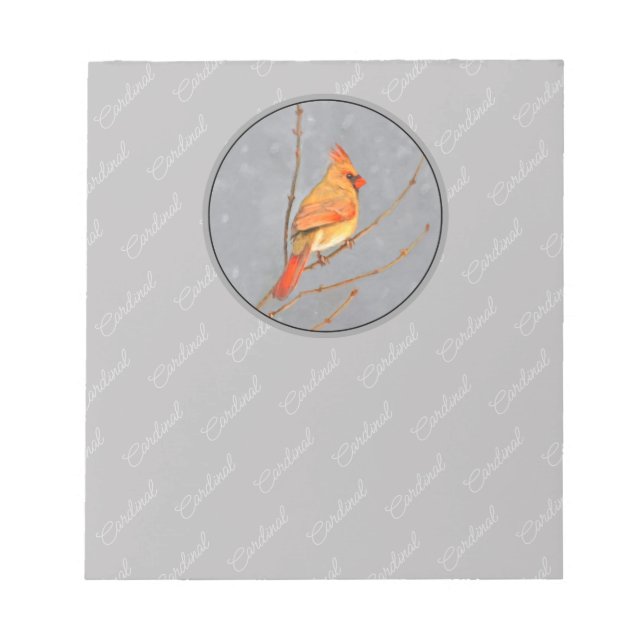 Bloc-note Cardinal sur la peinture de branche - Art original (Devant)