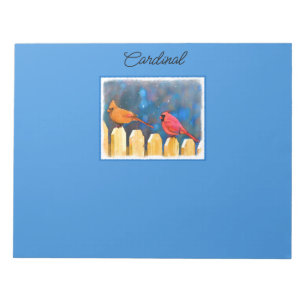 Bloc-note Cardinals on the Fence Painting - Art original