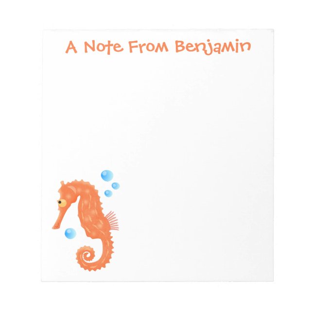 Bloc-note Caricature de bulles d'hippocampe orange (Devant)