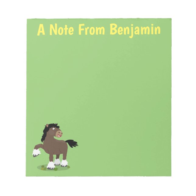 Bloc-note Caricature de cheval de trait de Cute Clydesdale (Devant)