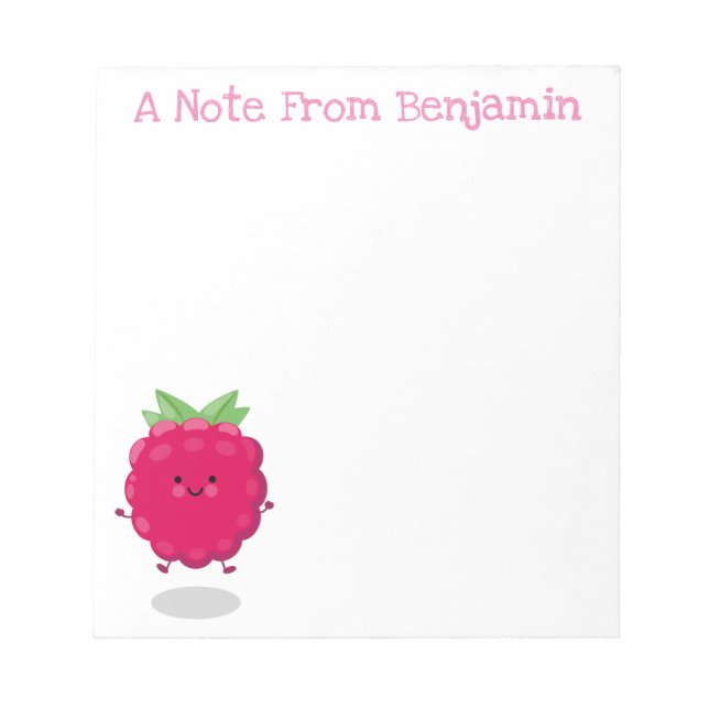 Bloc-note Caricature de framboise très heureuse (Devant)