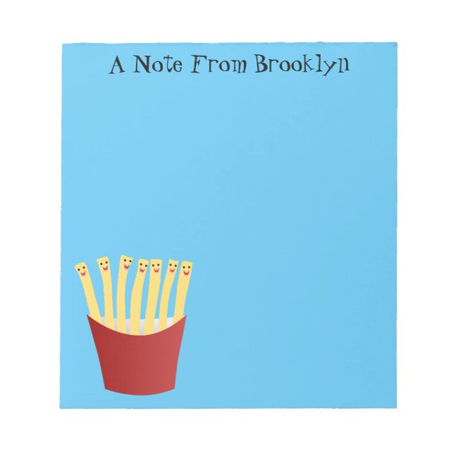 Bloc-note Caricature de frites Cute kawaii fast food (Devant)