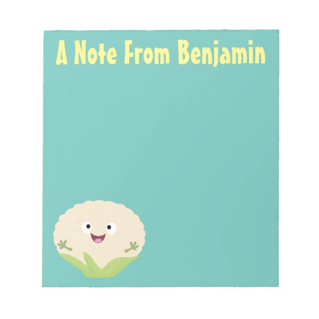 Bloc-note Caricature de légume de chou-fleur joyeux (Devant)