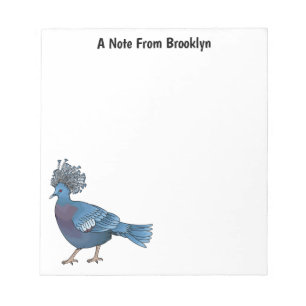 Bloc-note Caricature de l'oiseau pigeon couronné Victoria