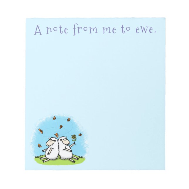 Bloc-note Caricature de moutons mignons amis et papillons (Devant)