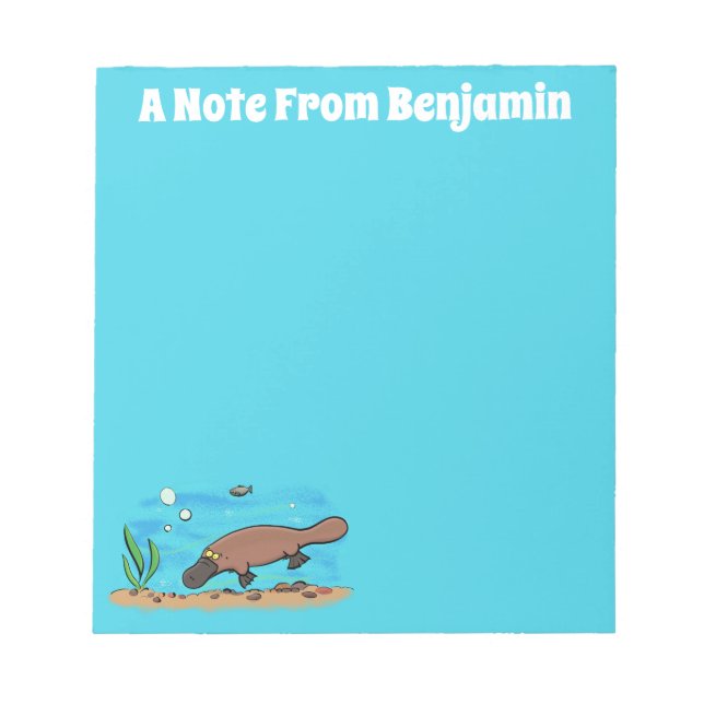 Bloc-note Caricature de natation de Cute platypus (Devant)