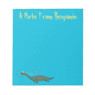Bloc-note Caricature de plesiosaure, monstre marin mignon et