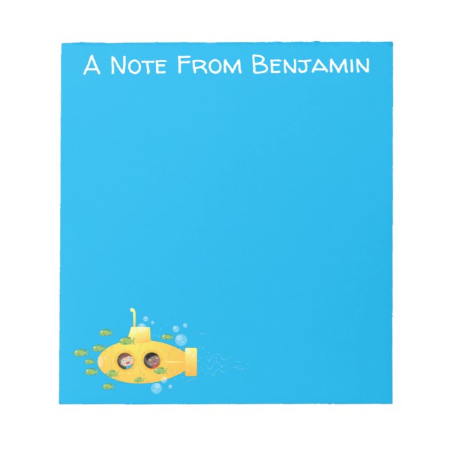 Bloc-note Caricature de poisson sous-marin jaune mignon (Devant)