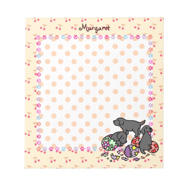 Bloc-note Caricature de trois chiots noirs du Labrador (Devant)