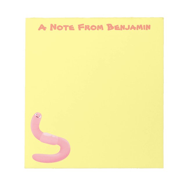 Bloc-note Caricature de vers de terre rose joli (Devant)