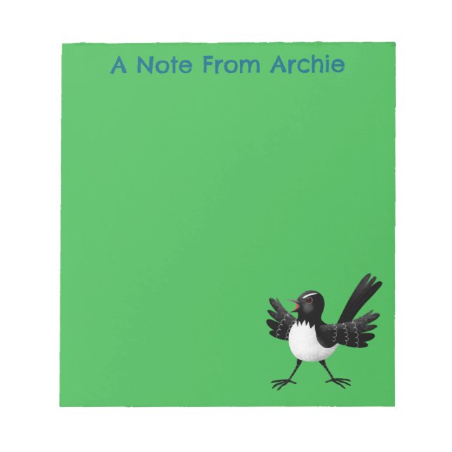 Bloc-note Caricature de Willie Wagtail australienne personna (Devant)
