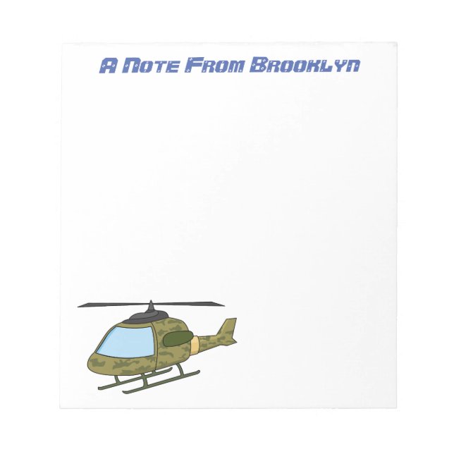 Bloc-note Caricature d'hélicoptère camoflage de l'armée (Devant)