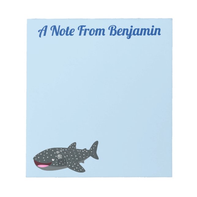 Bloc-note Caricature joli requin baleine joyeux (Devant)
