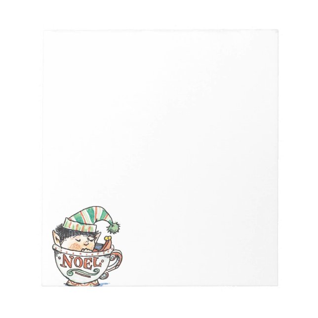 Bloc-note Caricature mignonne Elf de Noël dormant dans une t (Devant)