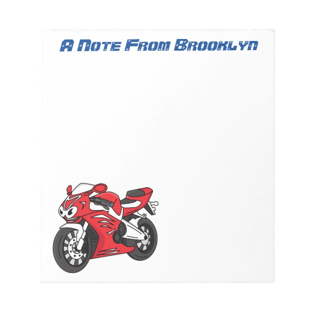 Bloc-note Caricature moto de sport rouge mou (Devant)