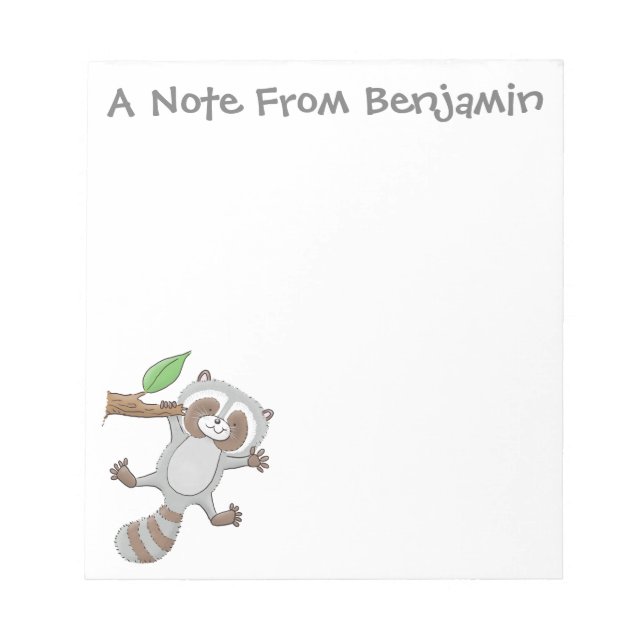 Bloc-note Caricature pour bébé au raton laveur joyeux (Devant)