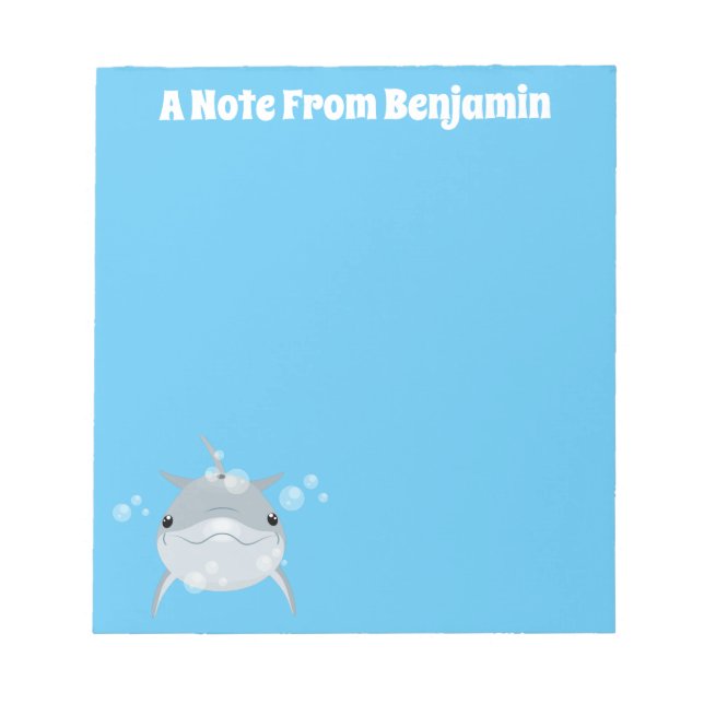 Bloc-note Caricature pour dauphin kawaii joyeux (Devant)