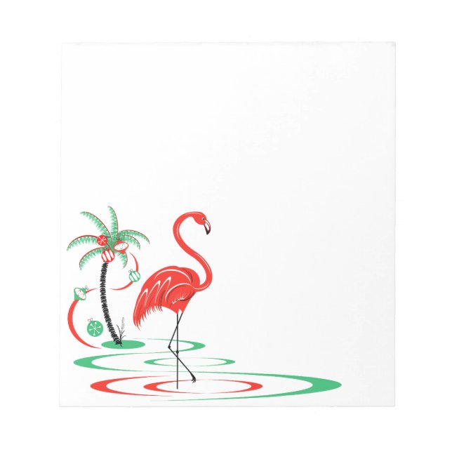 Bloc-note Carré de Flamant rose de Noël rouge (Devant)