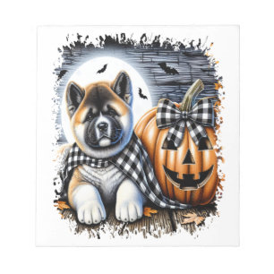 Bloc-note Carré d'Halloween de chien Akita