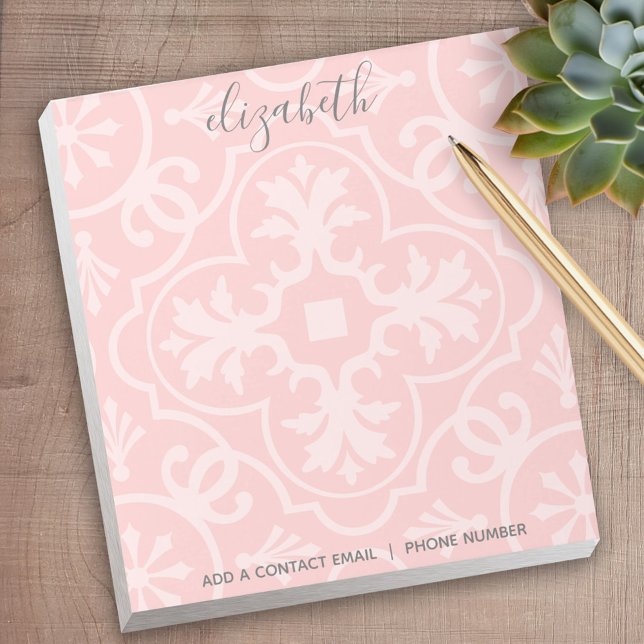 Bloc-note Carrelage de ferme pastel Coral et Grey pour femme (Personalized notepad - great for a gift or your home office)