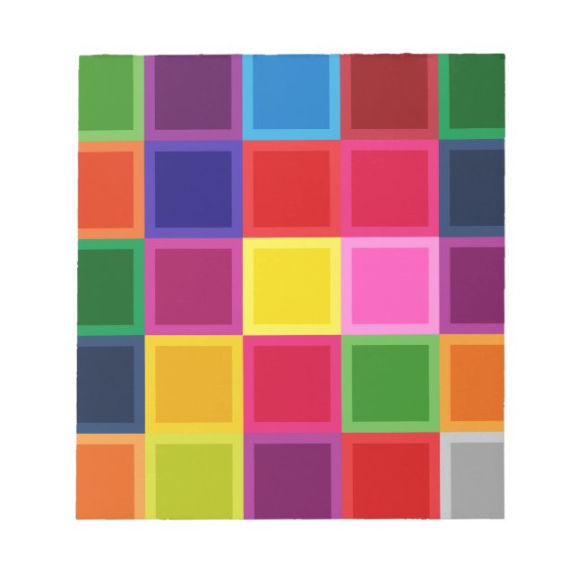 Bloc-note Carrés multicolores et rayures Girly (Devant)