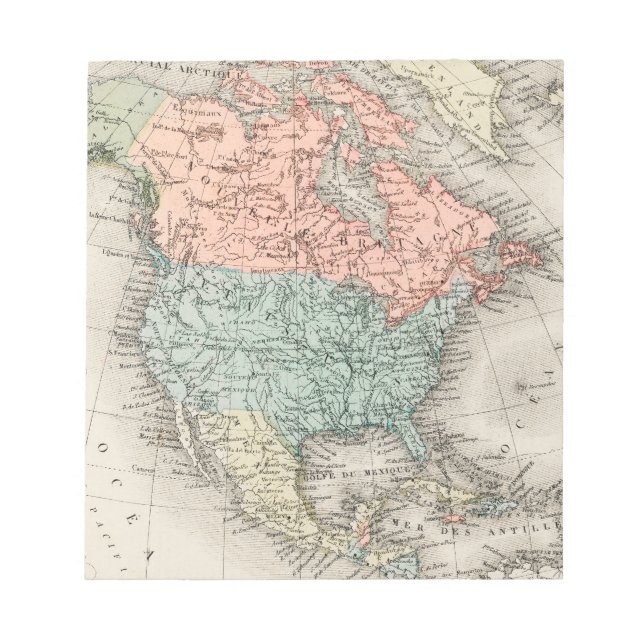 Bloc-note Carte Antique Amérique du Nord (Devant)