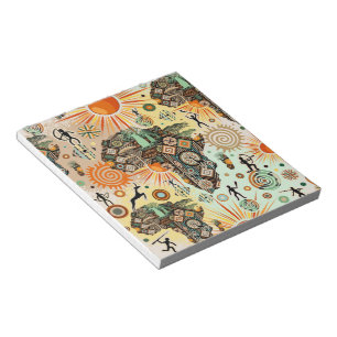 Bloc-note Carte d'Afrique Éléments Tribaux Décoratifs Motif
