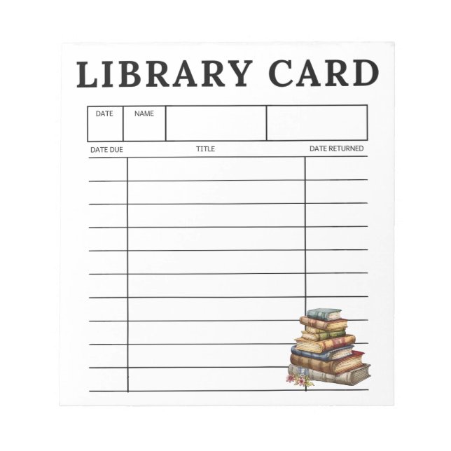 Bloc-note Carte de bibliothèque Livres anciens (Devant)