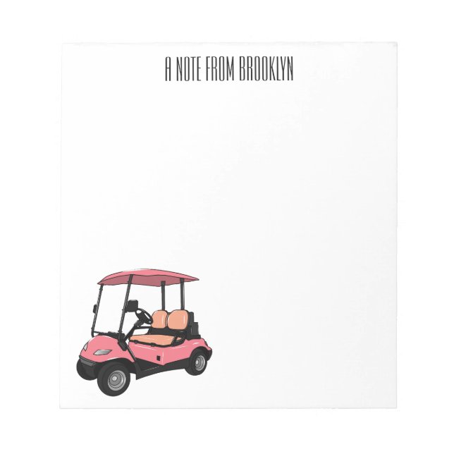 Bloc-note Carte de golf / dessin animé en voiturette de golf (Devant)