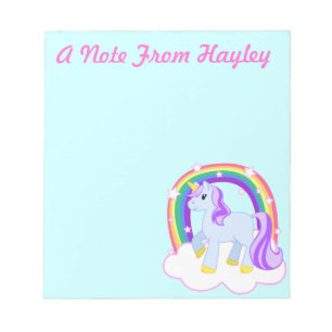 Bloc-note Carte de note Unicorne Cute personnalisée