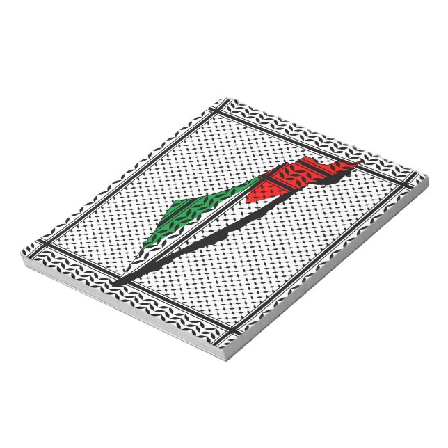Bloc-note Carte de Palestine avec drapeau et Motif Keffiyeg (Tourné)