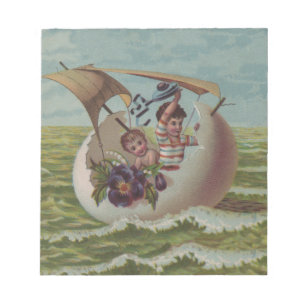Bloc-note Carte de Pâques Antique OEufs de voile Enfants