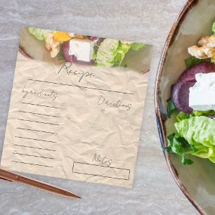 Bloc-note Carte de recette de Cuisine de feuille vierge de p