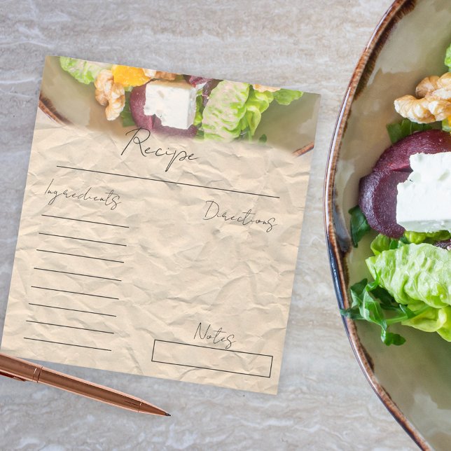 Bloc-note Carte de recette de Cuisine de feuille vierge de p (Créateur téléchargé)