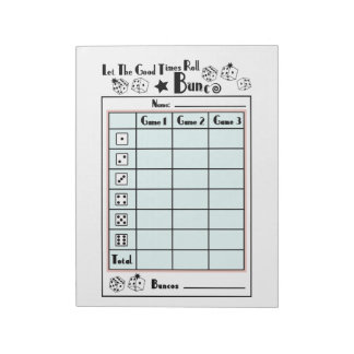 Bloc-note Carte de score Bunco