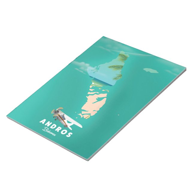 Bloc-note Carte de vacances d'Andros Bahamas. (Incliné)