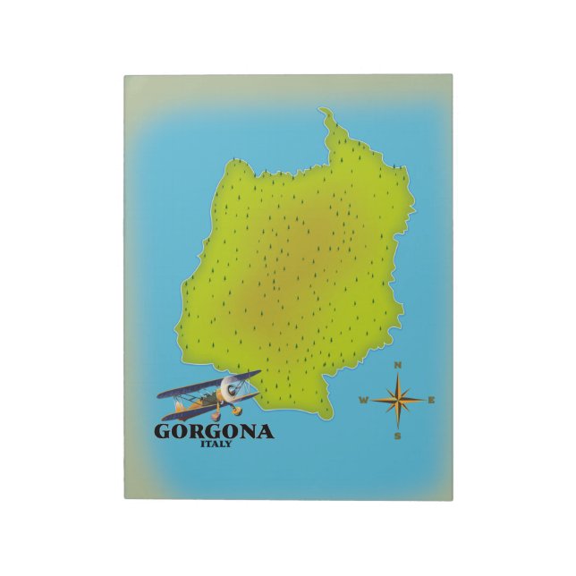 Bloc-note Carte de voyage Gorgona Italie poster. (Tourné)