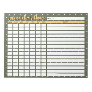 Bloc-note Carte des corvées journalières de Camou Green pers